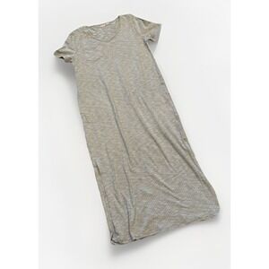 Zenergy Chicos sz 1 Women's Maxi t shirt Dress Green Striped 100% Cotton Large